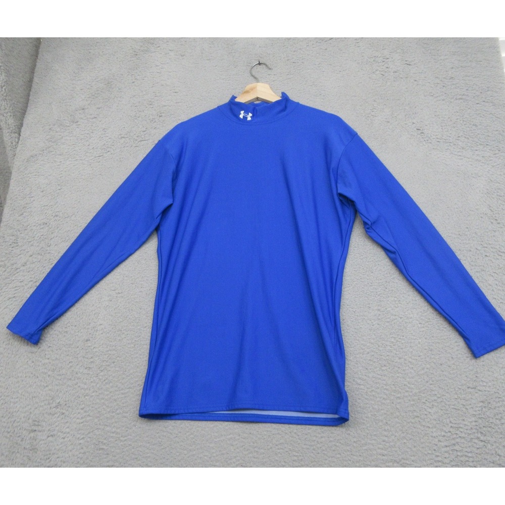 Vintage Under Armour Base Layer Shirt Mens XXL Blue Compression Mock Neck Y2K